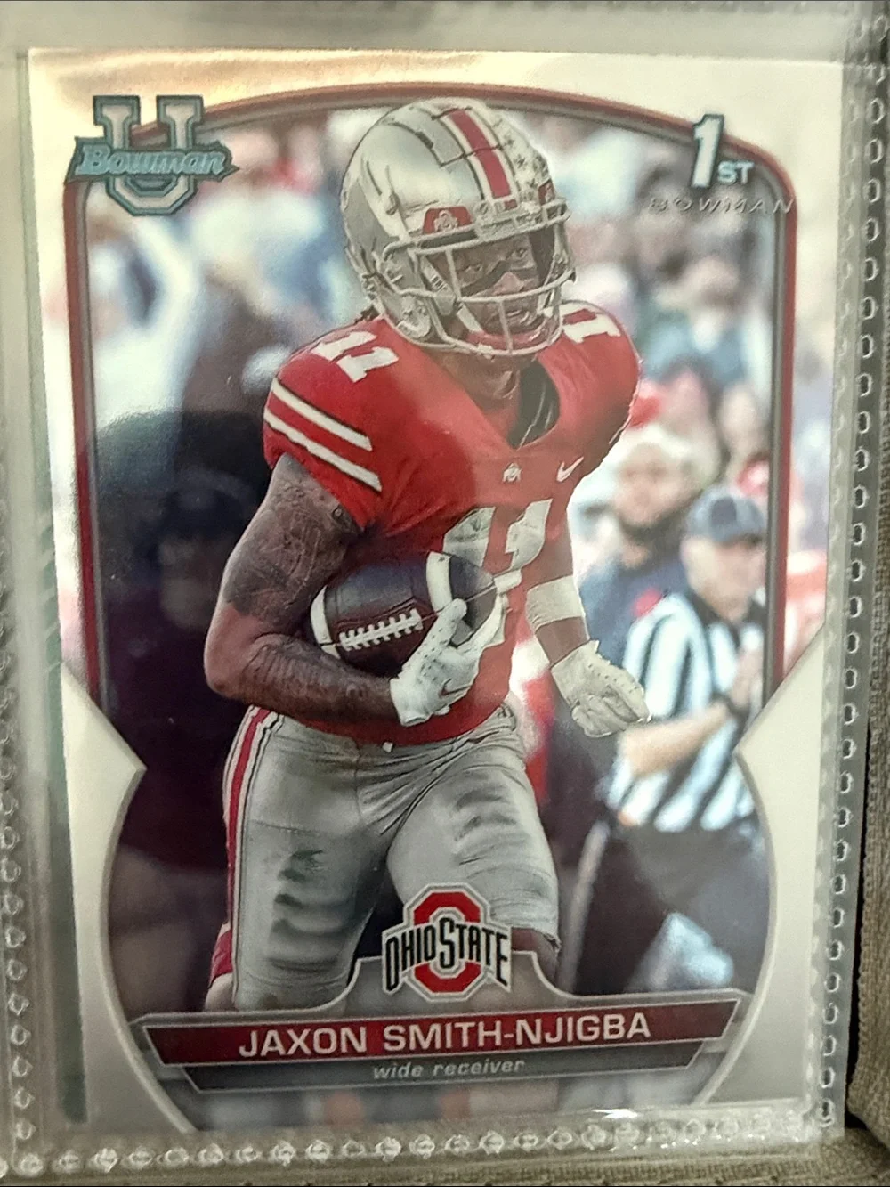 Ohio State Jaxon Smith-Njigba Football Trading Card - Red & Silver
